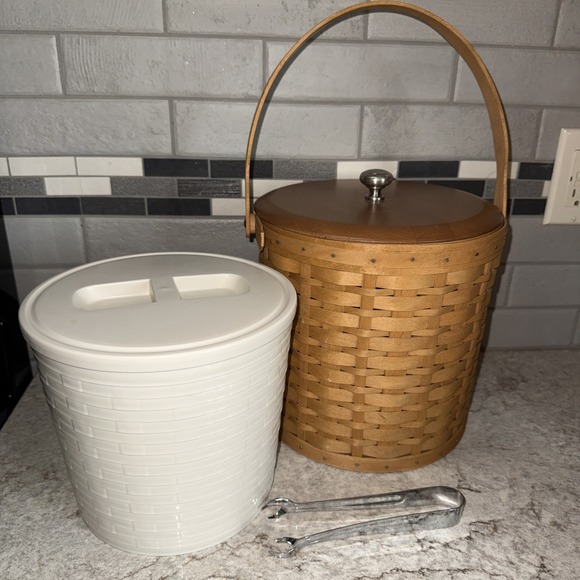 Longaberger Other - Vintage 2003 Longaberger Ice Bucket Basket With Lid & Insulated Protector